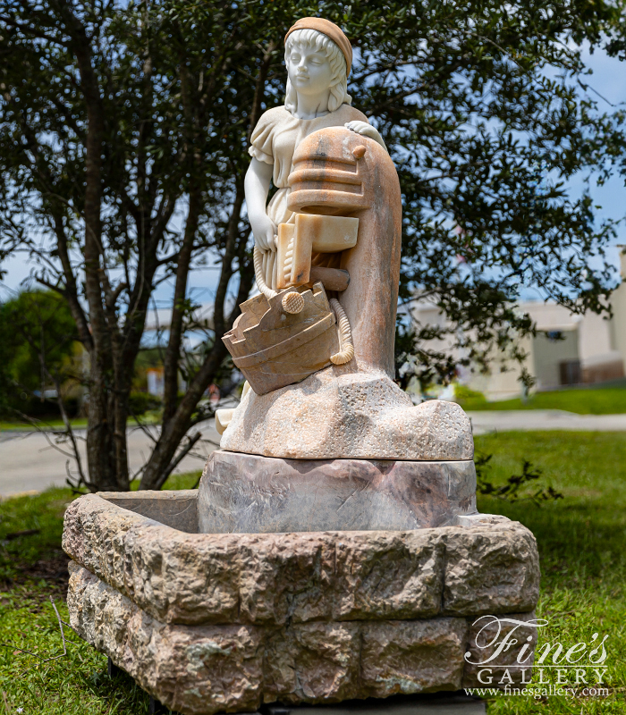 Marble Fountains  - Young Girl At Well In Marble - MF-2382