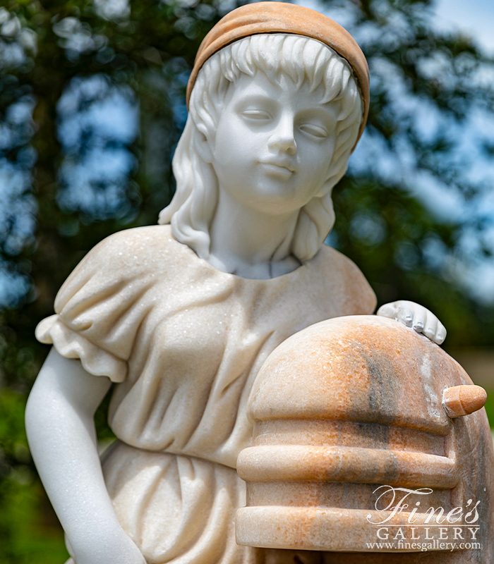 Marble Fountains  - Young Girl At Well In Marble - MF-2382