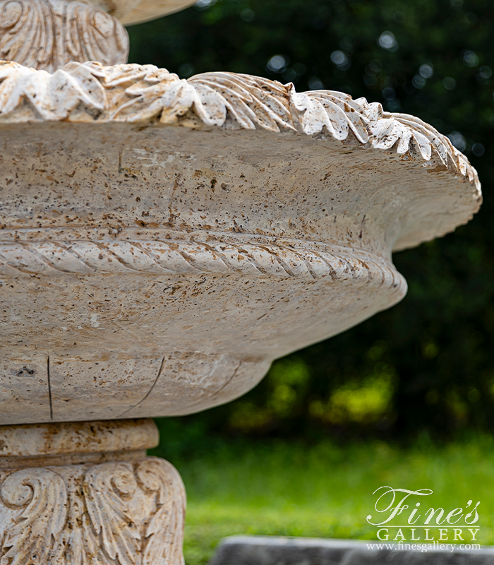 Marble Fountains  - Traditional Three Tiered Fountain In Classic Light Travertine - MF-2383