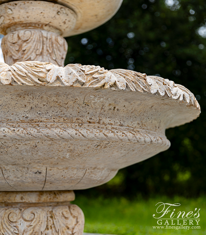 Marble Fountains  - Traditional Three Tiered Fountain In Classic Light Travertine - MF-2383