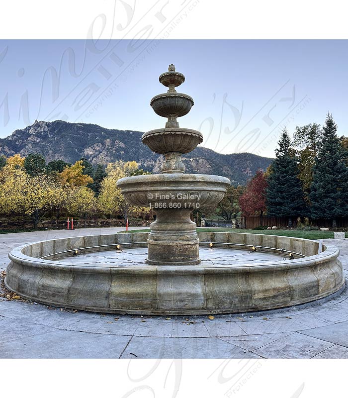 Marble Fountains  - Oversized Tiered Fountain In Solid Granite - MF-2386