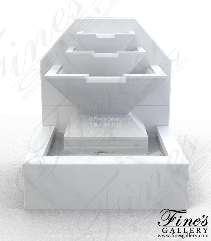 Marble Fountains  - Clean Coastal Wall Fountain In White Marble - MF-2390