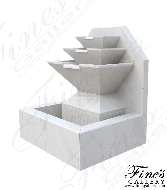 Marble Fountains  - Clean Coastal Wall Fountain In White Marble - MF-2390