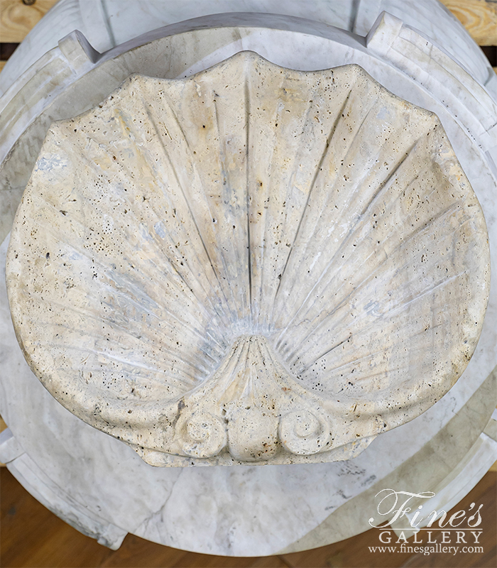 Marble Fountains  - Shell Wall Mount In ' Classic Light Travertine ' - MF-2398