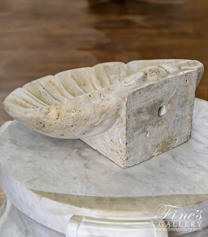 Marble Fountains  - Shell Wall Mount In ' Classic Light Travertine ' - MF-2398