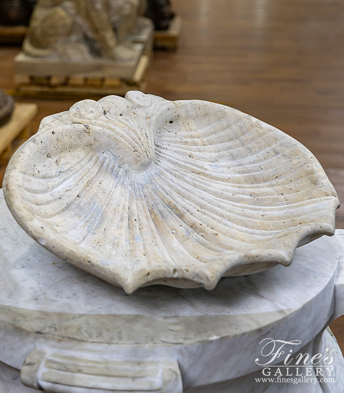 Marble Fountains  - Shell Wall Mount In ' Classic Light Travertine ' - MF-2398