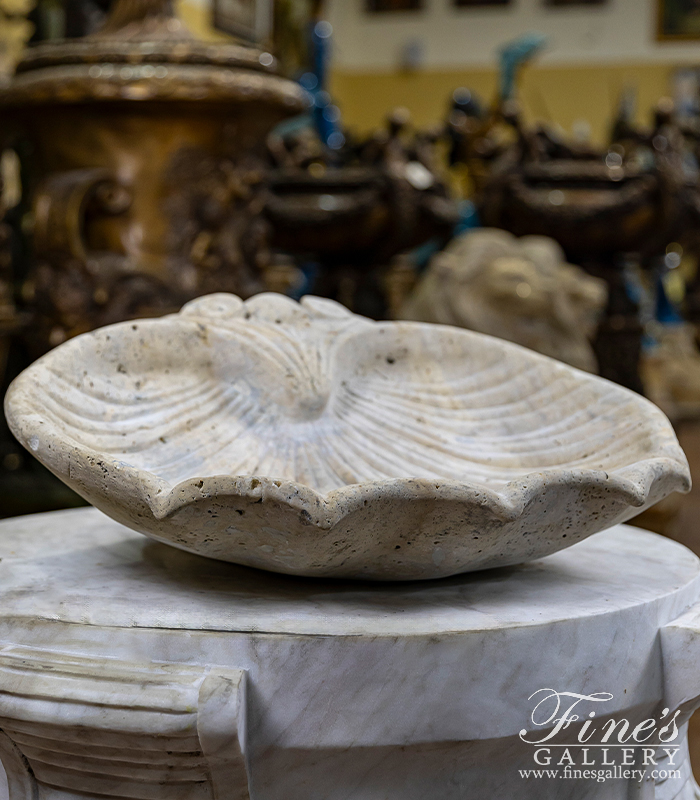 Marble Fountains  - Shell Wall Mount In ' Classic Light Travertine ' - MF-2398