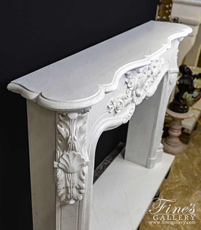 Marble Fireplaces  - Lovely French Marble Mantel In Statuary White Marble - MFP-1396