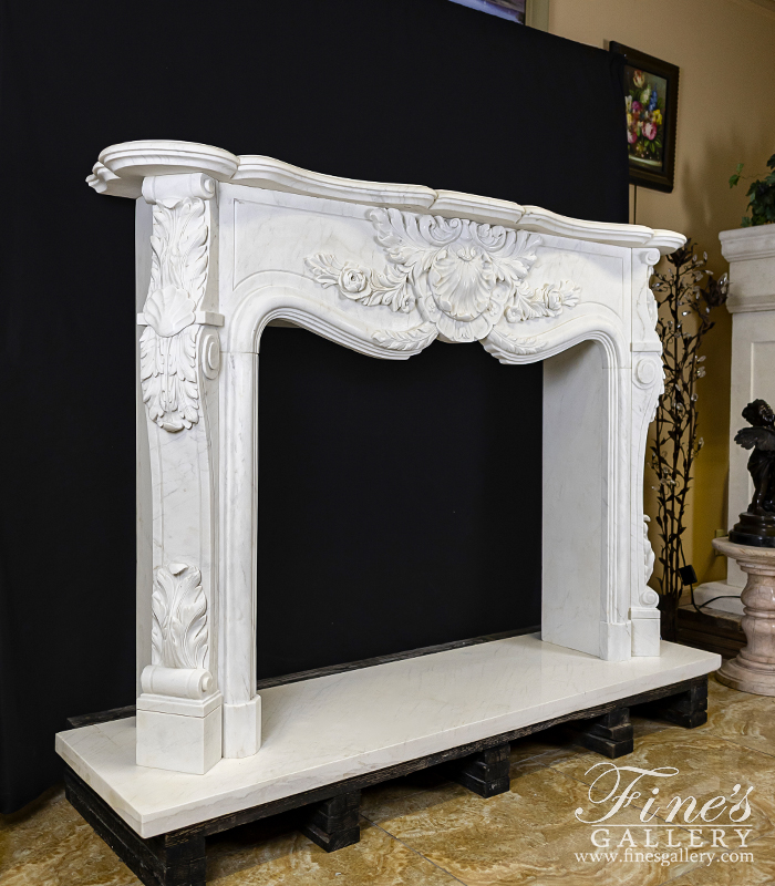 Marble Fireplaces  - Lovely French Marble Mantel In Statuary White Marble - MFP-1396