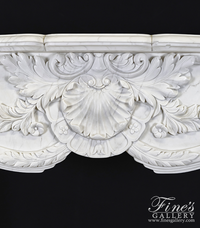 Marble Fireplaces  - Lovely French Marble Mantel In Statuary White Marble - MFP-1396