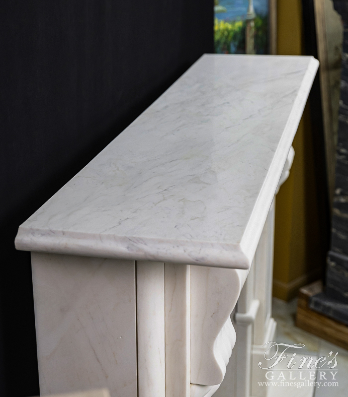 Marble Fireplaces  - Arched Fireplace In Statuary White Marble - MFP-1593