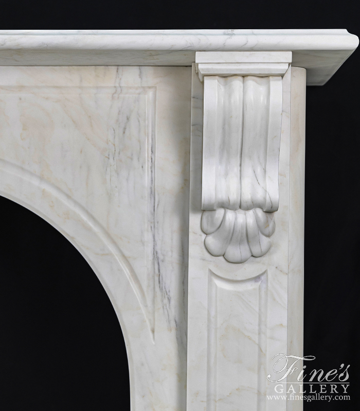 Marble Fireplaces  - Arched Fireplace In Statuary White Marble - MFP-1593