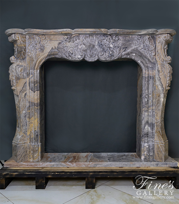 Marble Fireplaces  - Rare Italian Orobico Marble Mantel In French Style - MFP-2128