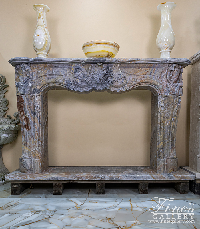 Marble Fireplaces  - Exotic Arabascato Orobico Italian Marble Louis XIV Mantel - MFP-2228