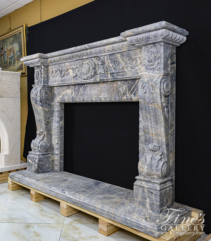 Marble Fireplaces  - Rare Breccia Antique Marble Fireplace Mantel - MFP-2434