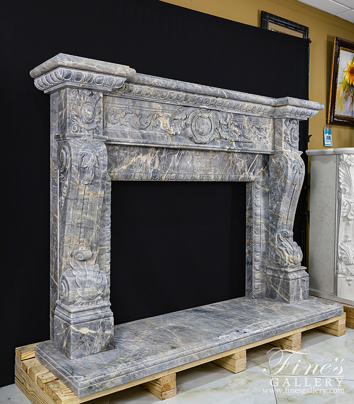 Marble Fireplaces  - Rare Breccia Antique Marble Fireplace Mantel - MFP-2434