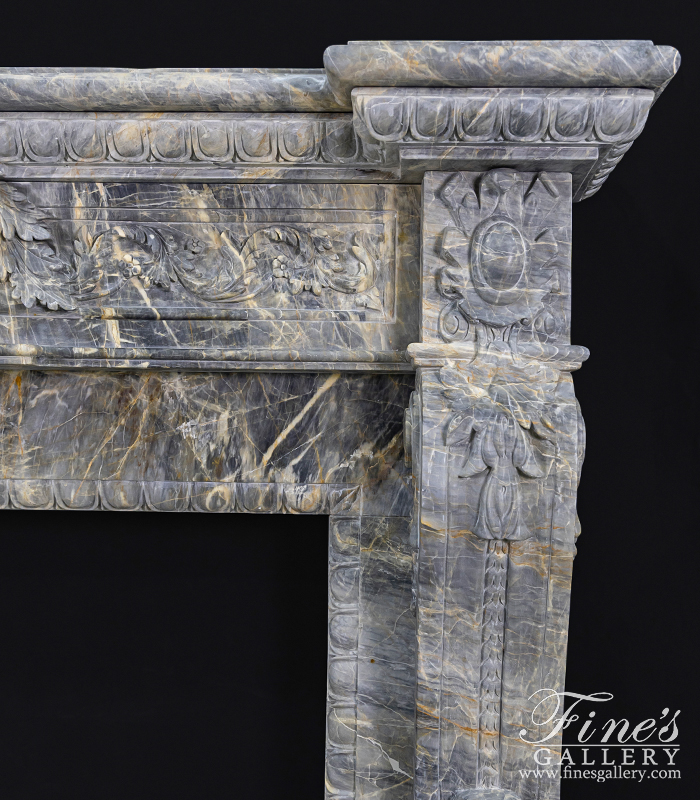 Marble Fireplaces  - Rare Breccia Antique Marble Fireplace Mantel - MFP-2434