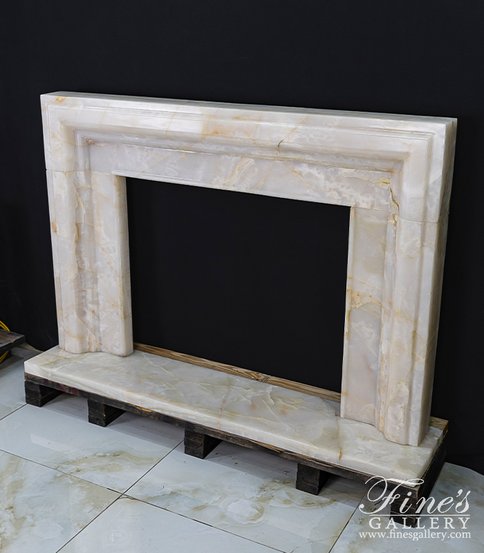 Marble Fireplaces  - Luxurious Modern Style Fireplace Mantel In Rare Onyx - MFP-2519