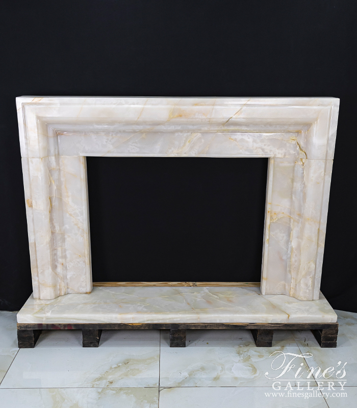 Marble Fireplaces  - Luxurious Modern Style Fireplace Mantel In Rare Onyx - MFP-2519