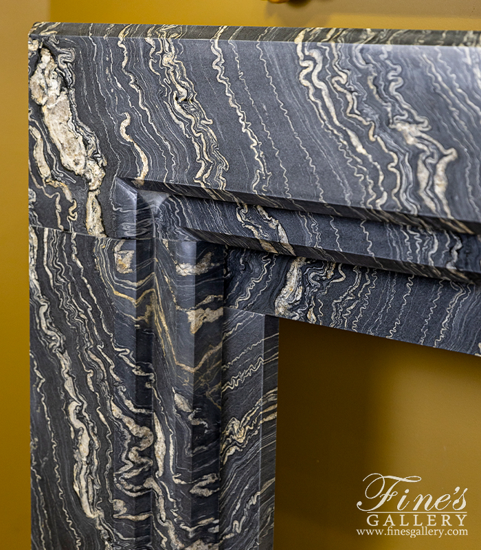 Marble Fireplaces  - A Rare Modern Mantel In Tropical Storm Quartzite - MFP-2572