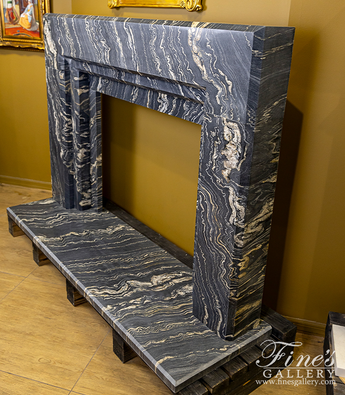 Marble Fireplaces  - A Rare Modern Mantel In Tropical Storm Quartzite - MFP-2572