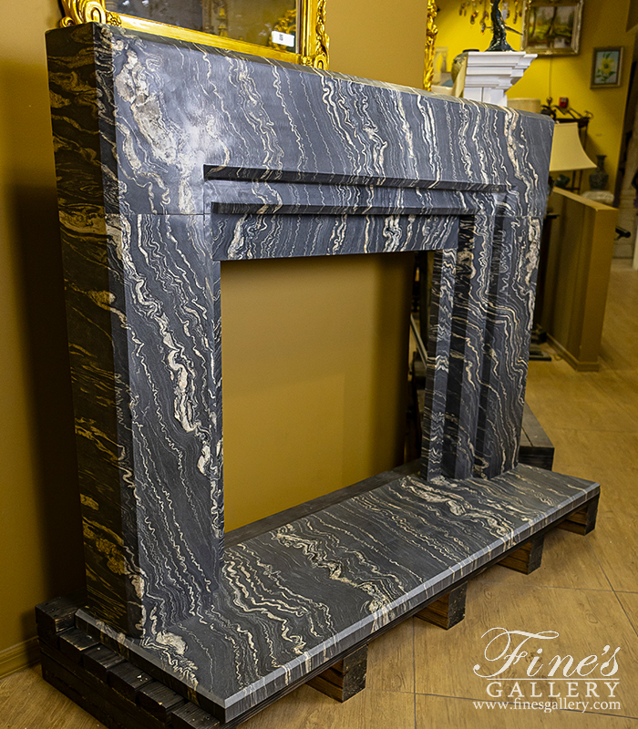 Marble Fireplaces  - A Rare Modern Mantel In Tropical Storm Quartzite - MFP-2572