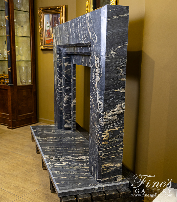 Marble Fireplaces  - A Rare Modern Mantel In Tropical Storm Quartzite - MFP-2572