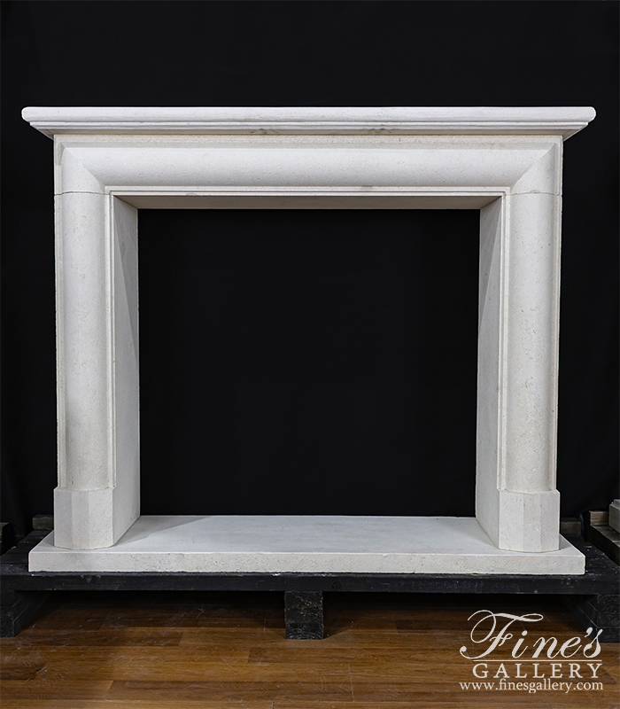 Marble Fireplaces  - Bolection Style Mantel With Shelf In French Limestone - MFP-2590