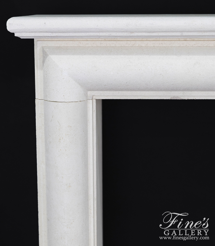 Marble Fireplaces  - Bolection Style Mantel With Shelf In French Limestone - MFP-2590