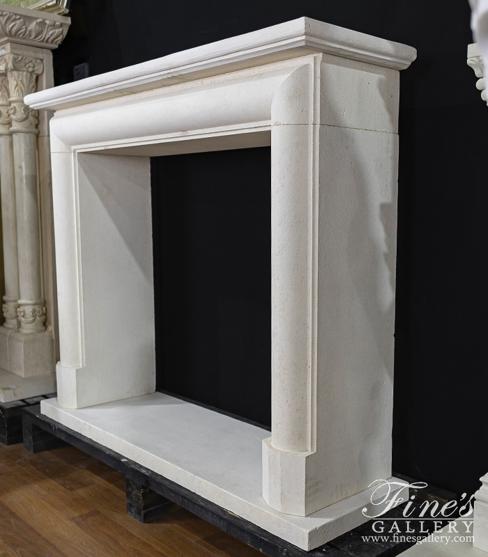 Marble Fireplaces  - Bolection Style Mantel With Shelf In French Limestone - MFP-2590