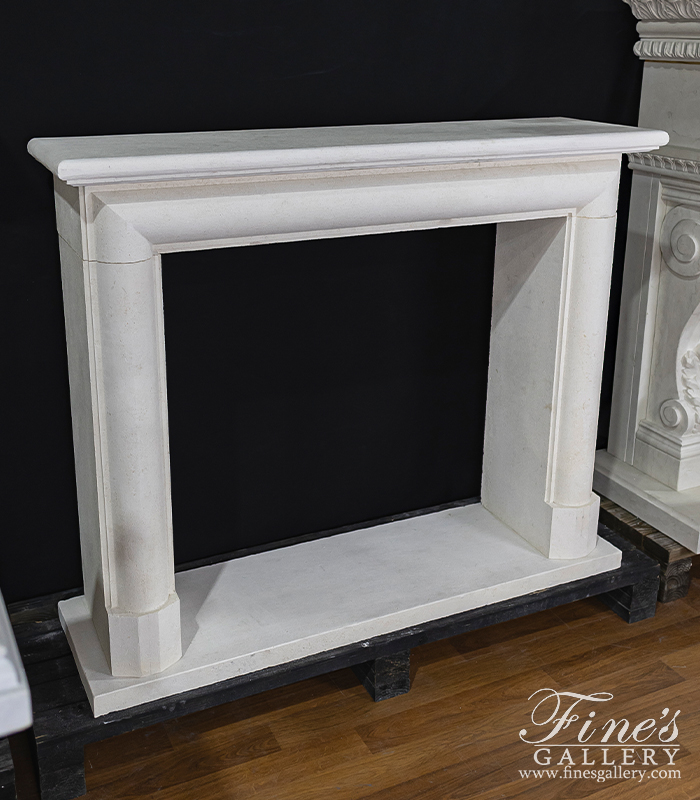 Marble Fireplaces  - Bolection Style Mantel With Shelf In French Limestone - MFP-2590