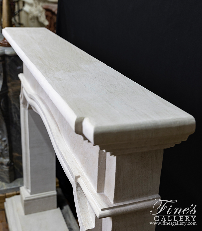 Marble Fireplaces  - Arched Mantel In French Limestone - MFP-2631