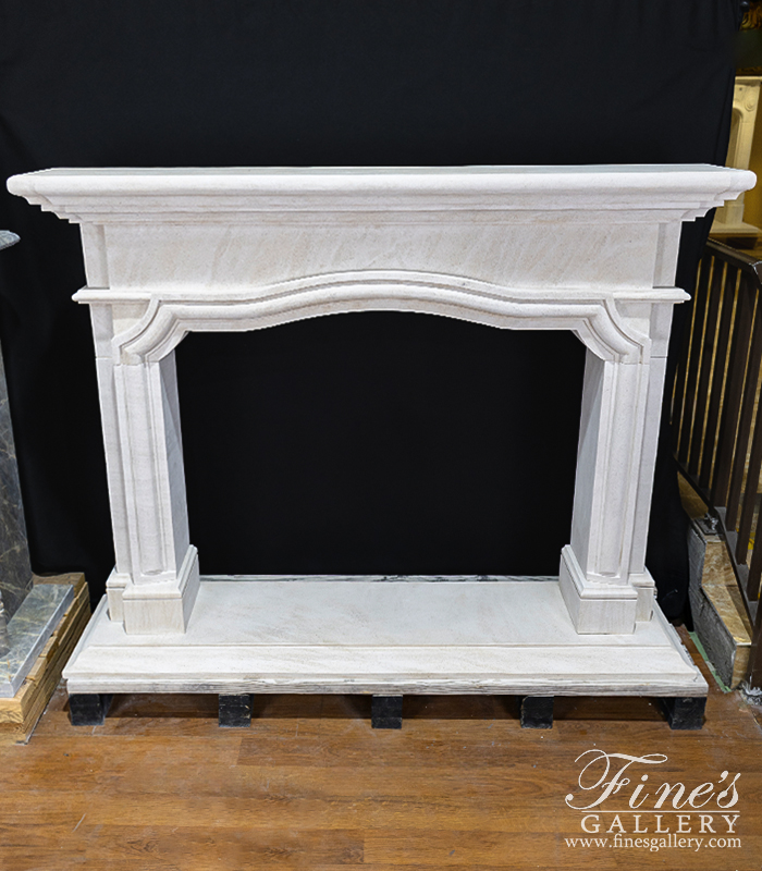 Marble Fireplaces  - Arched Mantel In French Limestone - MFP-2631