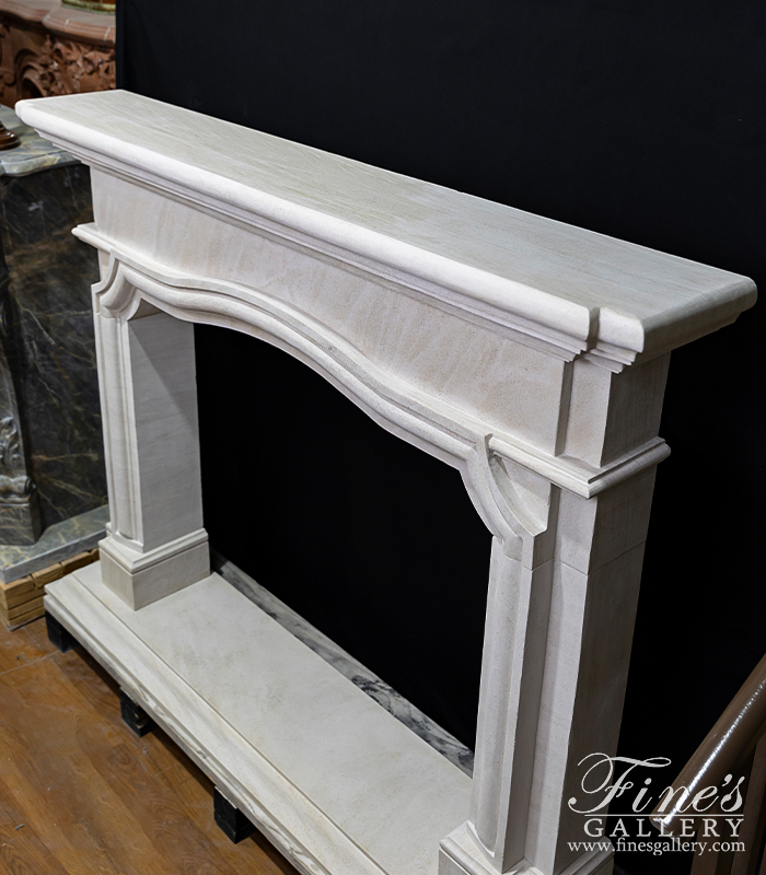 Marble Fireplaces  - Arched Mantel In French Limestone - MFP-2631