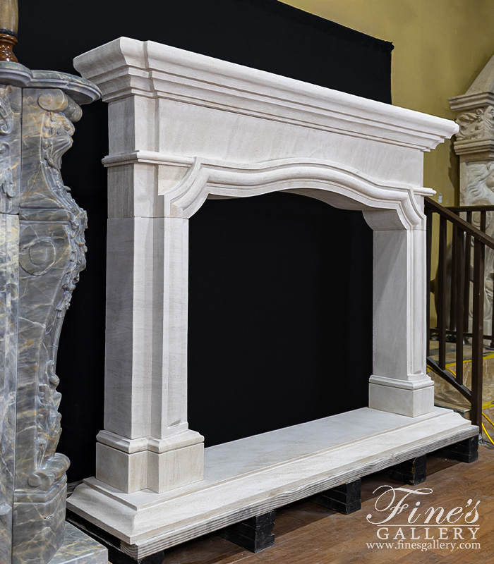 Marble Fireplaces  - Arched Mantel In French Limestone - MFP-2631