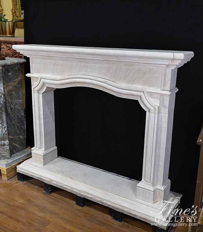 Marble Fireplaces  - Arched Mantel In French Limestone - MFP-2631