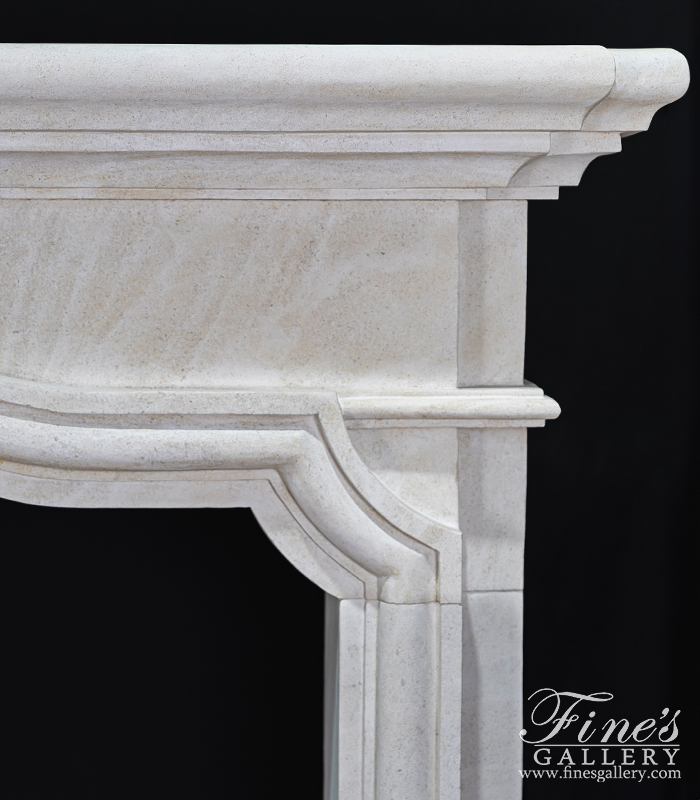 Marble Fireplaces  - Arched Mantel In French Limestone - MFP-2631