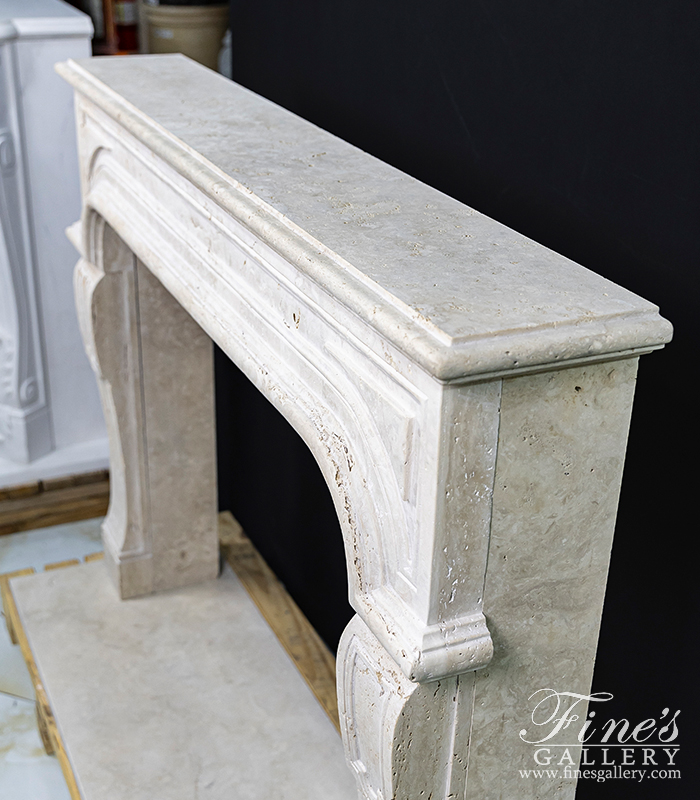 Marble Fireplaces  - Classic Italian Roman Travertine Fireplace Mantel - MFP-2636