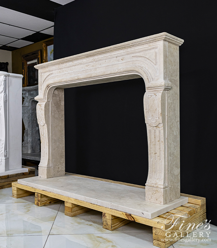 Marble Fireplaces  - Classic Italian Roman Travertine Fireplace Mantel - MFP-2636