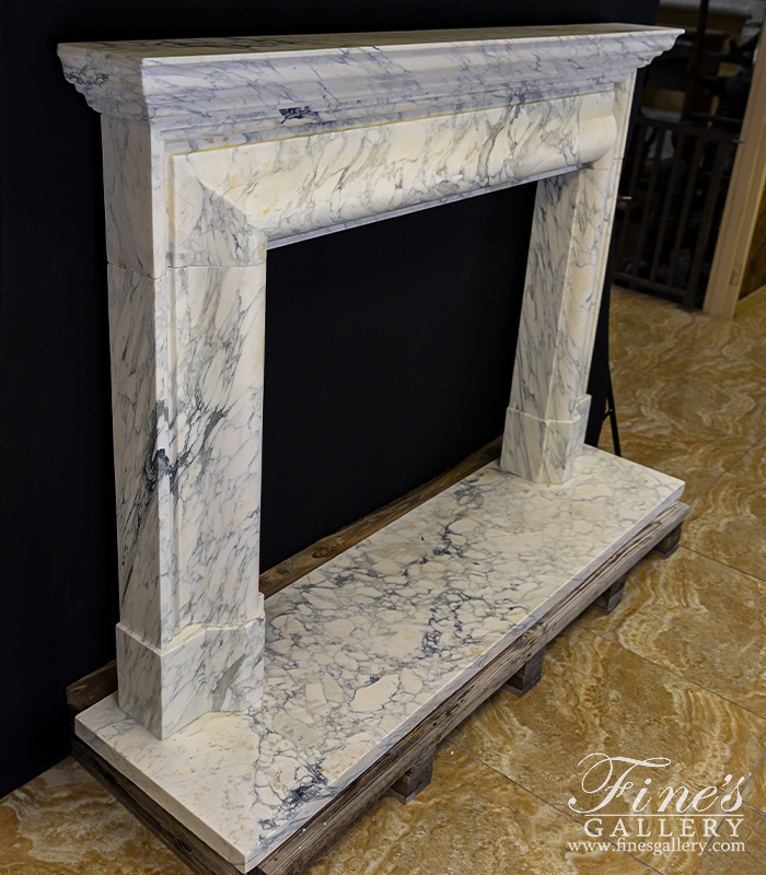 Marble Fireplaces  - Museum Quality Mantel In Italian Arabascato Corchia Marble - MFP-2640