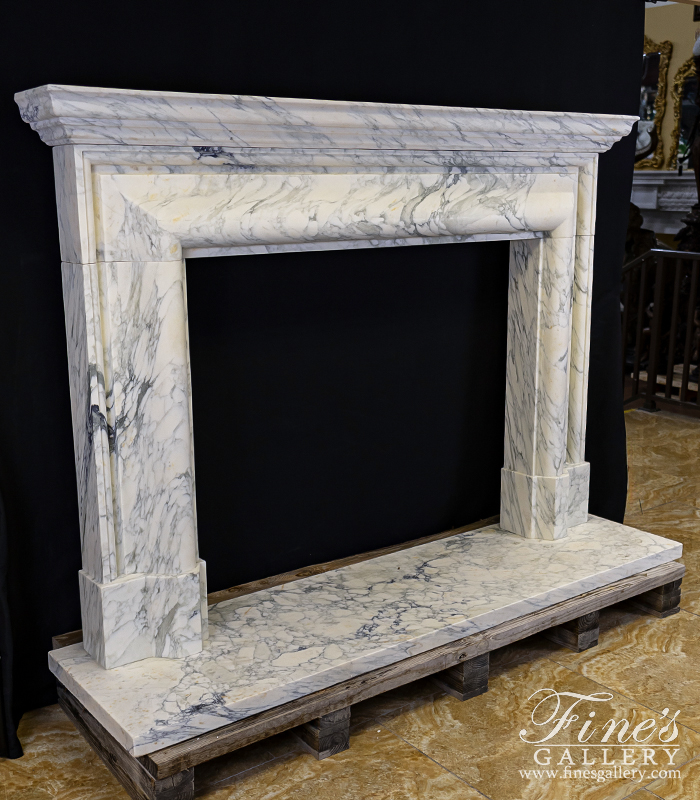 Marble Fireplaces  - Museum Quality Mantel In Italian Arabascato Corchia Marble - MFP-2640