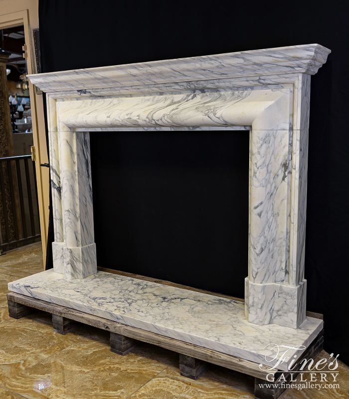 Marble Fireplaces  - Museum Quality Mantel In Italian Arabascato Corchia Marble - MFP-2640