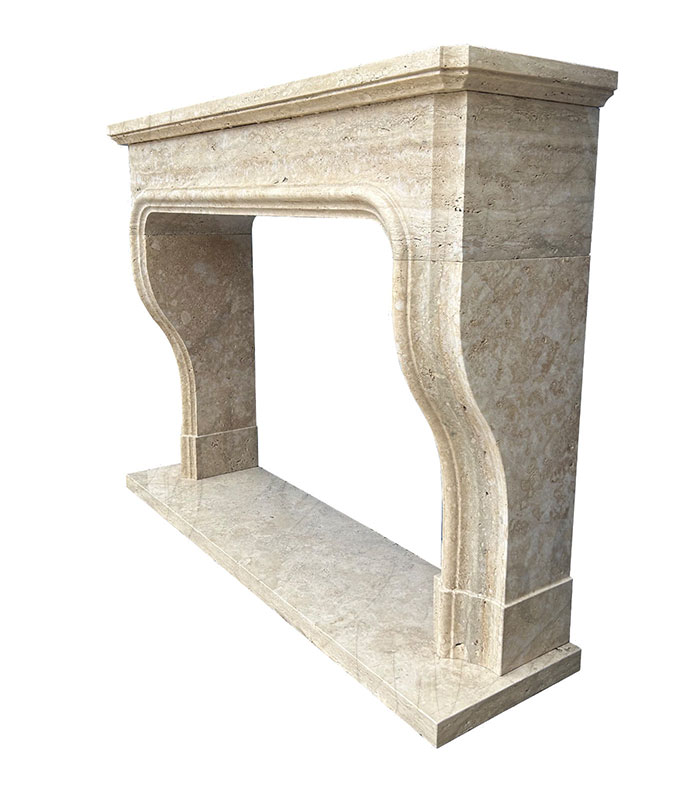 Marble Fireplaces  - Exquisite Oversized Italian Travertine Mantelpiece - MFP-2645