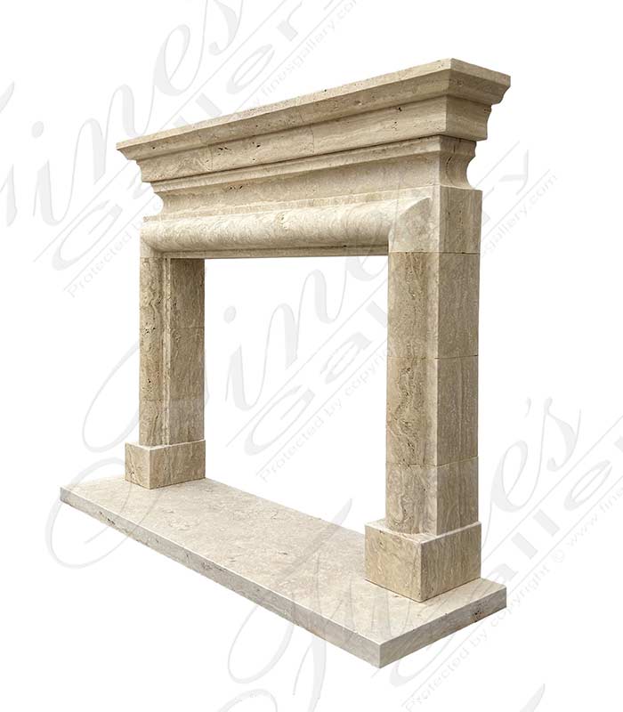 Marble Fireplaces  - Bolection Style Mantel With Shelf In Italian Roman Travertine - MFP-2646