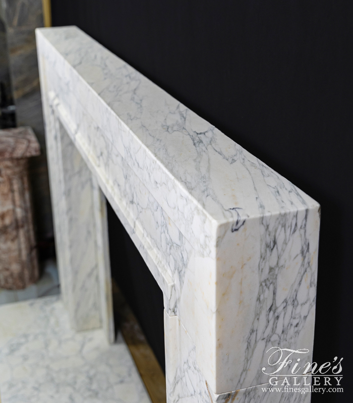 Marble Fireplaces  - Contemporary Mantel In Italian Arabascato Corchia Marble - MFP-2653