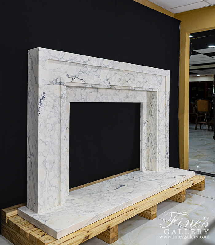 Marble Fireplaces  - Contemporary Mantel In Italian Arabascato Corchia Marble - MFP-2653