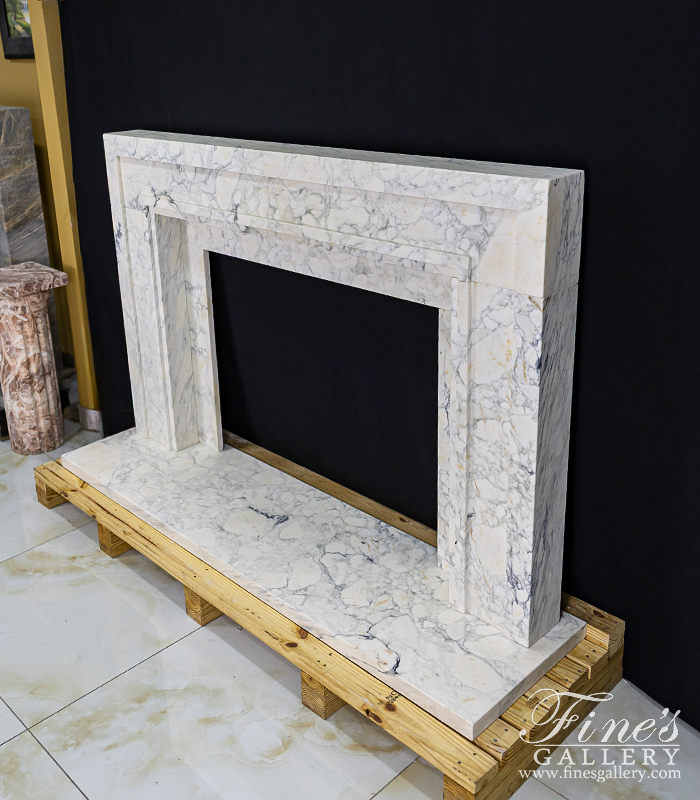 Marble Fireplaces  - Contemporary Mantel In Italian Arabascato Corchia Marble - MFP-2653