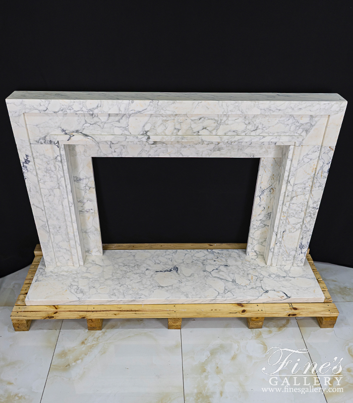 Marble Fireplaces  - Contemporary Mantel In Italian Arabascato Corchia Marble - MFP-2653