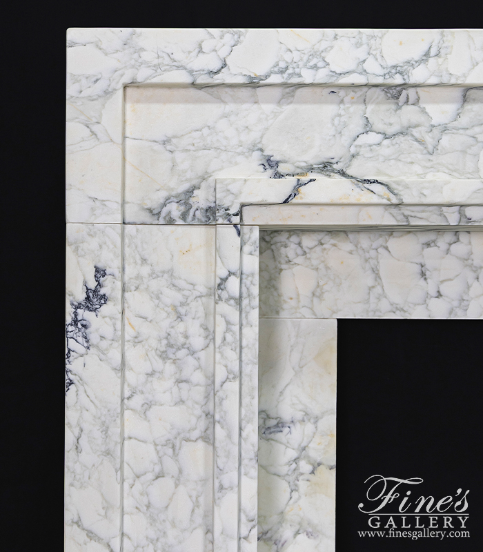 Marble Fireplaces  - Contemporary Mantel In Italian Arabascato Corchia Marble - MFP-2653