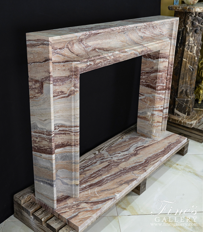 Marble Fireplaces  - A Bolection Style Mantel In Rare Exotic Italian Arabascato Rosso  - MFP-2654